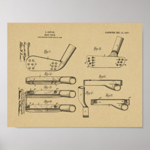 1907 Golf Club Head Patent Art Drawing Print