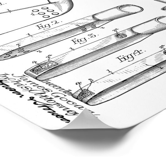 1907 Golf Club Head Patent Art Drawing Print (Hoek)