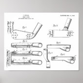1907 Golf Club Head Patent Art Drawing Print (Voorkant)