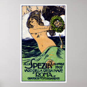 1907 Italiaans slagschip Roma Poster