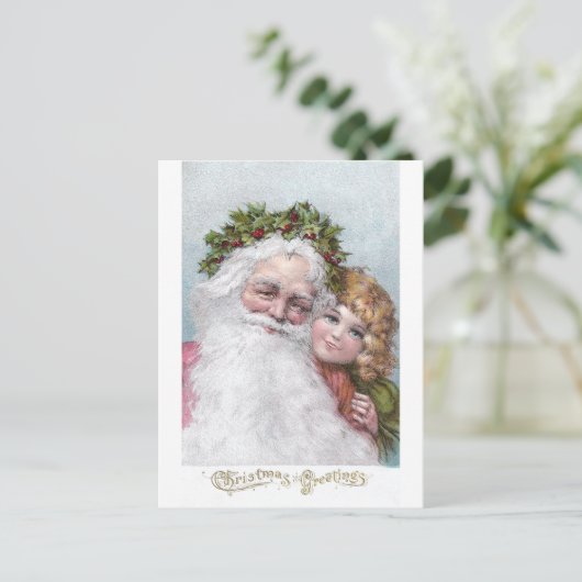 1907 Kerstman met de Kroon en het Meisje van de Feestdagenkaart (Staand voorkant)