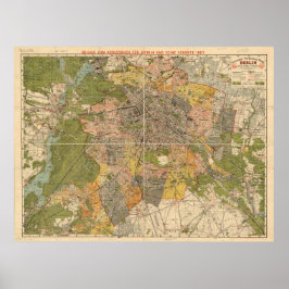 1907 plattegrond van het openbaar vervoer van Berl Poster