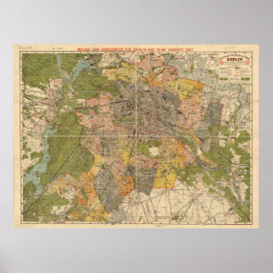 1907 plattegrond van het openbaar vervoer van Berl Poster