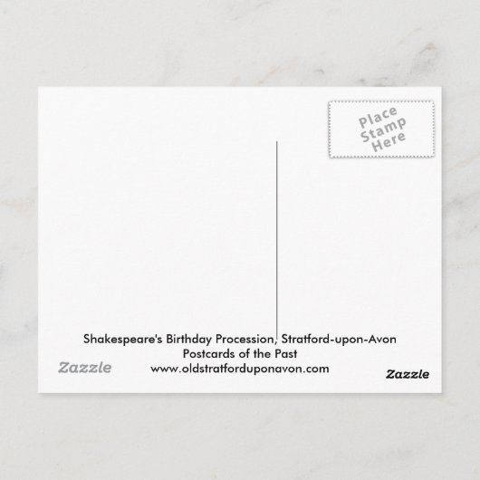 1907 Shakespeare's Birthday, Stratford-upon-Avon Briefkaart (Achterkant)