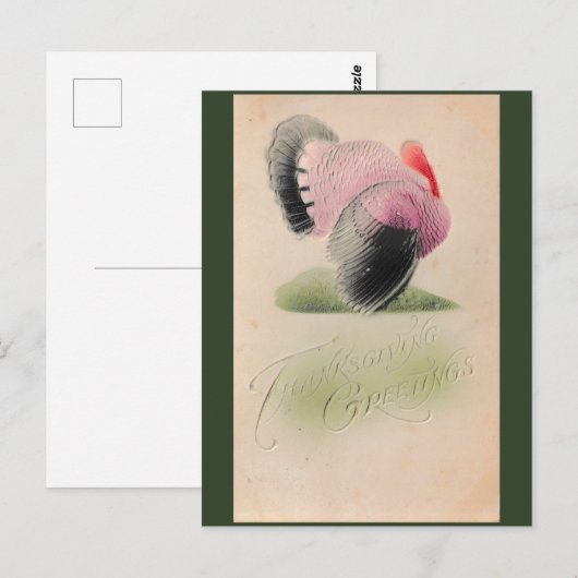 1907 Thanksgiving Roze en Grijs Turkije Briefkaart (Voorkant / Achterkant)