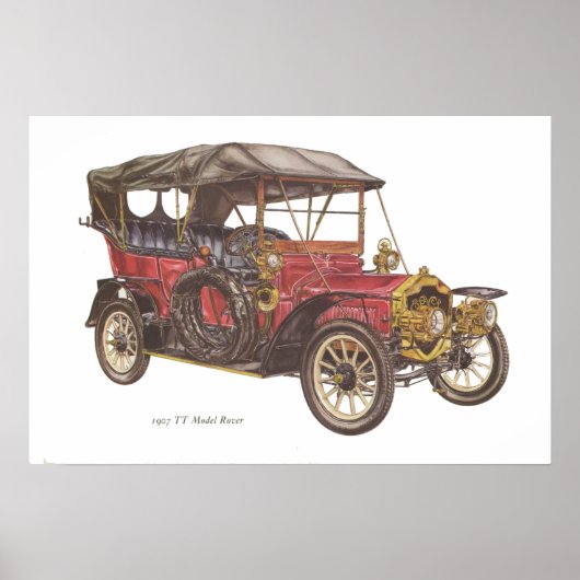 1907 TT Model Rover Automobile Poster (Voorkant)
