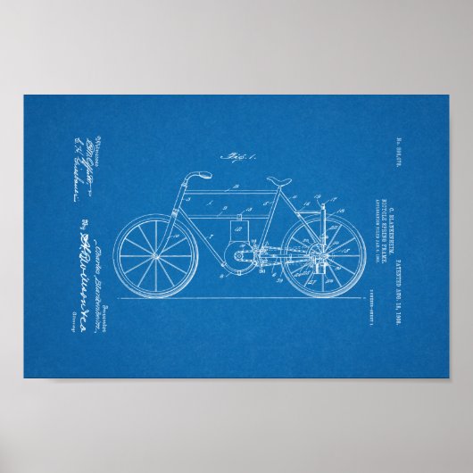 1908  blauwdruk voor fietspatronen afdrukken poster (Voorkant)