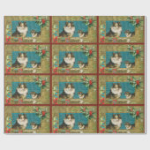  1908 Collie Dogs Gold Happy Kerstmis Cadeaupapier (Vlak)