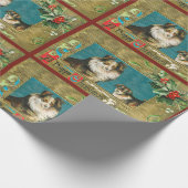  1908 Collie Dogs Gold Happy Kerstmis Cadeaupapier (Hoek)