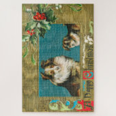  1908 Collie Dogs Gold Happy Kerstmis Legpuzzel (Verticaal)