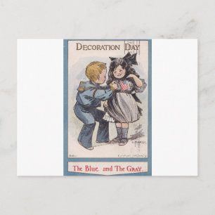 1908 Decoration Day ansichtkaart, The Blue and the Briefkaart