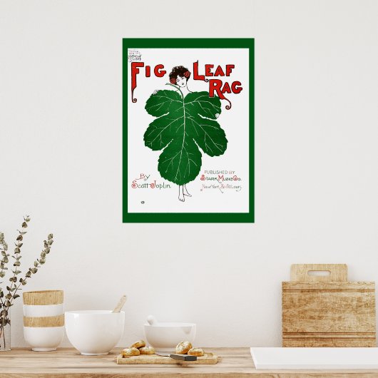  1908 Fig Leaf Rag Sheet Music Hoesje Copy Poster (Keuken)