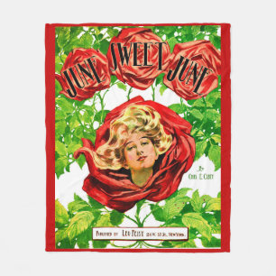 1908 June Sweet June sheet muziekcover print Fleece Deken