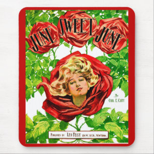 1908 juni Sweet June bladmuziek afdruk Muismat