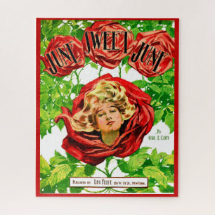 1908 juni Sweet June bladmuziek coverafdruk Legpuzzel
