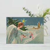 1908 Kerstengel Prettig Kerstfeest Feestdagenkaart (Staand voorkant)