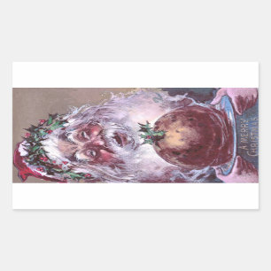 1908 Kerstman met plum Pudding Vintage Rechthoekige Sticker