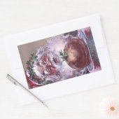 1908 Kerstman met pruimenpudding Vintage Kerstmis Rechthoekige Sticker (Envelop)