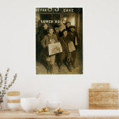 1908 Nieuwsjongens die kranten verkopen in New Yor Poster (Keuken)