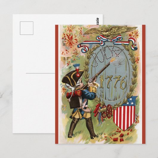 1908 Patriottisch Vierde juli Briefkaart (Voorkant / Achterkant)