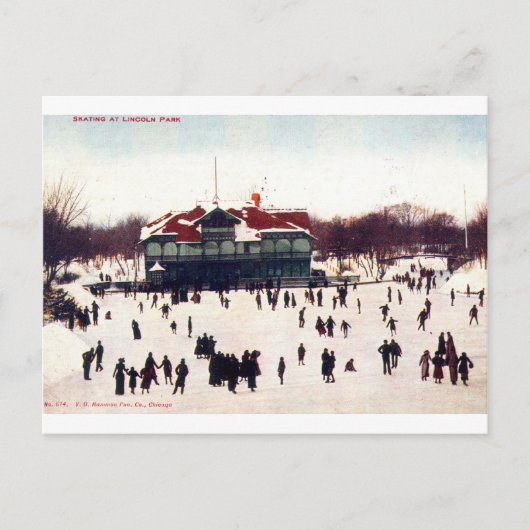 1908 skating in Lincoln Park, Chic Briefkaart (Voorkant)