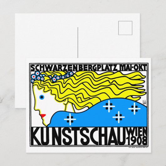 1908 Wenen Art Nouveau Art Show Fair Maiden Briefkaart (Voorkant / Achterkant)