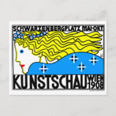 1908 Wenen Art Nouveau Art Show Fair Maiden Briefkaart (Voorkant)