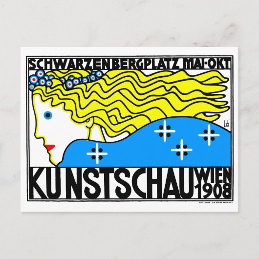 1908 Wenen Art Nouveau Art Show Fair Maiden Briefkaart (Voorkant)