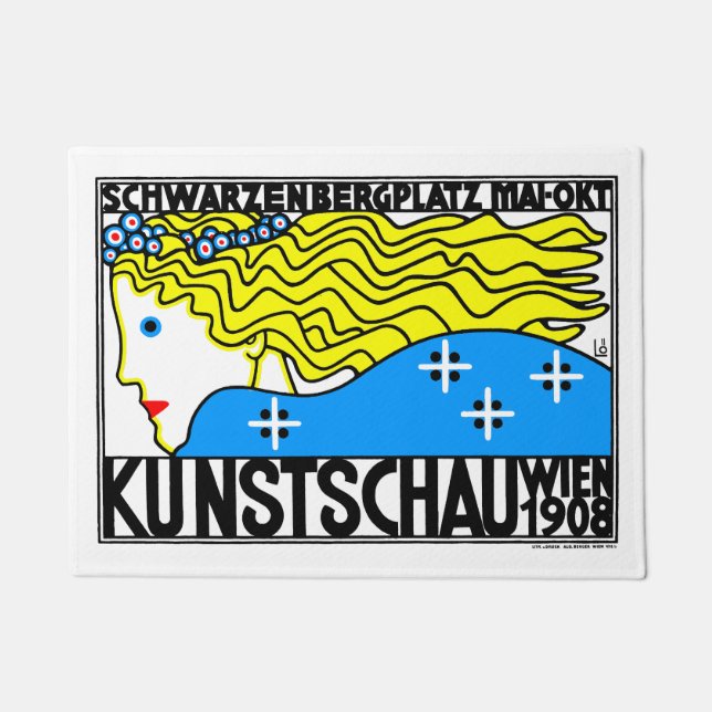 1908 Wenen Art Nouveau Art Show Fair Maiden Deurmat (Voorkant)