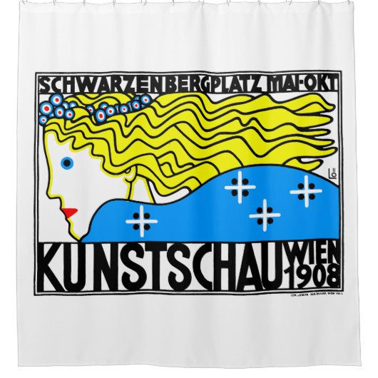 1908 Wenen Art Nouveau Art Show Fair Maiden Douchegordijn (Voorkant)