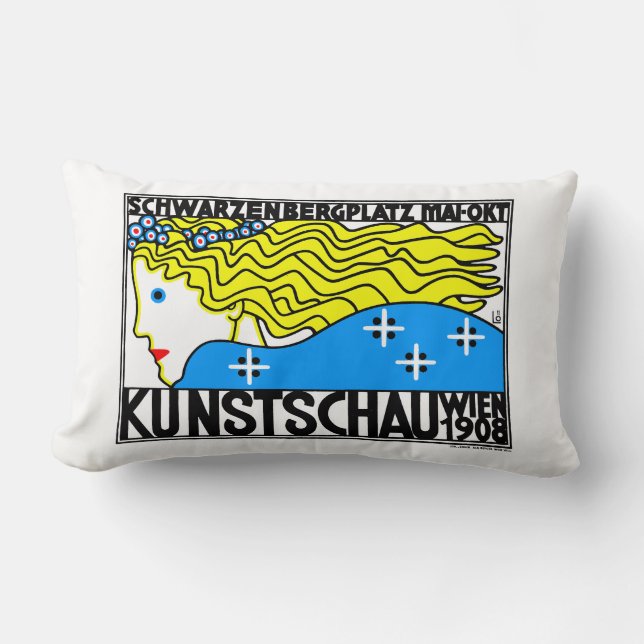 1908 Wenen Art Nouveau Art Show Fair Maiden Kussen (Voorkant)