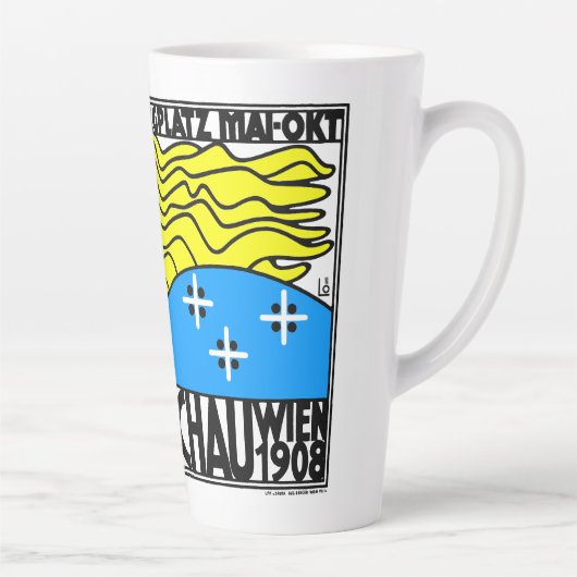 1908 Wenen Art Nouveau Art Show Fair Maiden Latte Mok (Rechts)