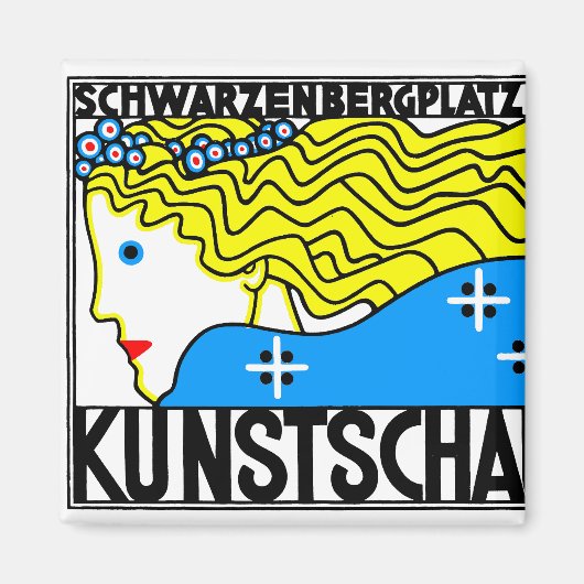 1908 Wenen Art Nouveau Art Show Fair Maiden Magneet (Voorkant)