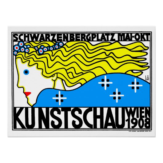 1908 Wenen Art Nouveau Art Show Fair Maiden Perfect Poster (Voorkant)