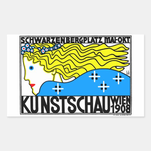 1908 Wenen Art Nouveau Art Show Fair Maiden Rechthoekige Sticker (Voorkant)