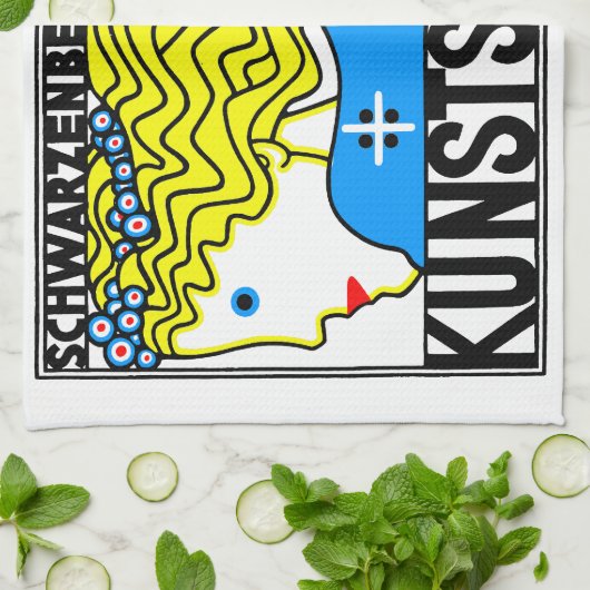 1908 Wenen Art Nouveau Art Show Fair Maiden Theedoek (Gevouwen)