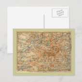 1909 Adirondacks Map van Baedeker's Travel Guide Briefkaart (Voorkant / Achterkant)
