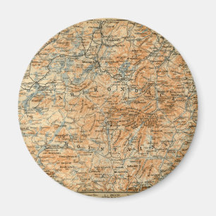 1909 Adirondacks Map van Baedeker's Travel Guide Magneet