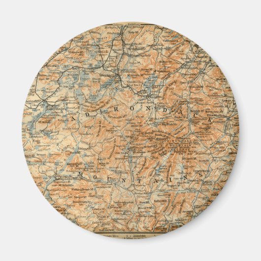 1909 Adirondacks Map van Baedeker's Travel Guide Magneet (Voorkant)