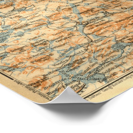 1909 Adirondacks Map van Baedeker's Travel Guide Poster (Hoek)