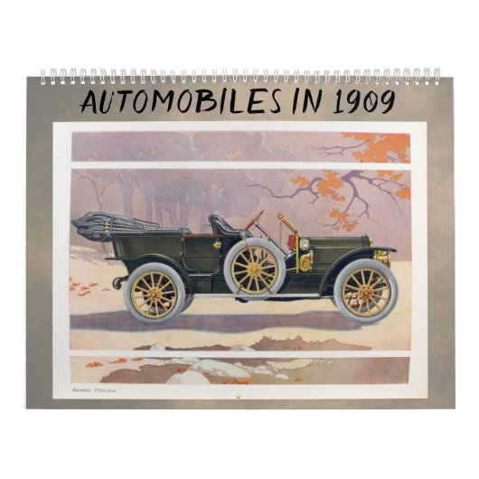 1909 Automobielen - klassieke Antiek auto's Kalender (Hoes)
