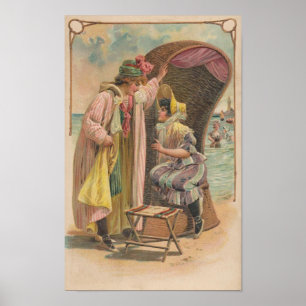 1909 Briefkaart. Persoonsbedekking. Zwemkleding Poster