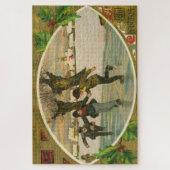  1909 jongens Ice Skating Gold Kerstmis Legpuzzel (Verticaal)