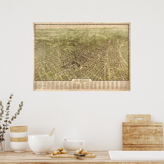 1909 Los Angeles, CA Birds Eye Uitzicht Panoramic  Poster (Keuken)