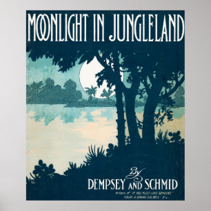 1909 Moonlight in Jungleland sheet muziek Poster