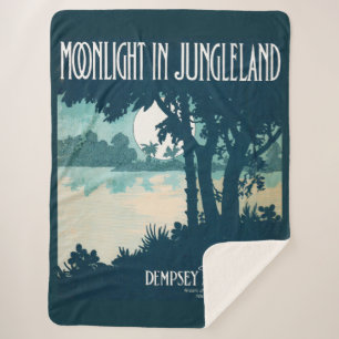 1909 Moonlight in Jungleland-vel muziekprint Sherpa Deken