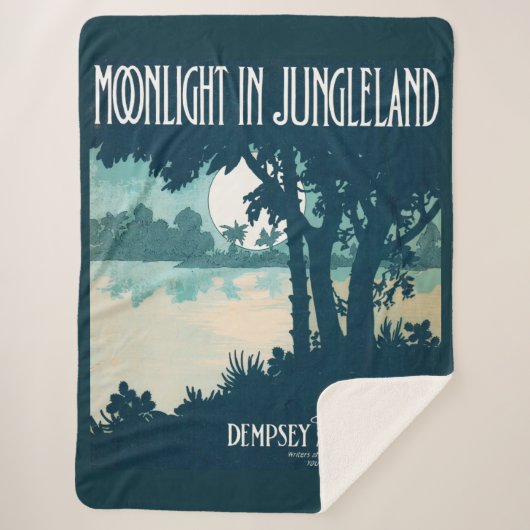 1909 Moonlight in Jungleland-vel muziekprint Sherpa Deken (Voorkant)