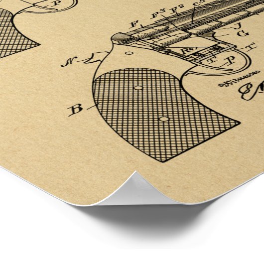 1909 Pistool automatische tekenafdrukken voor pate Poster (Hoek)