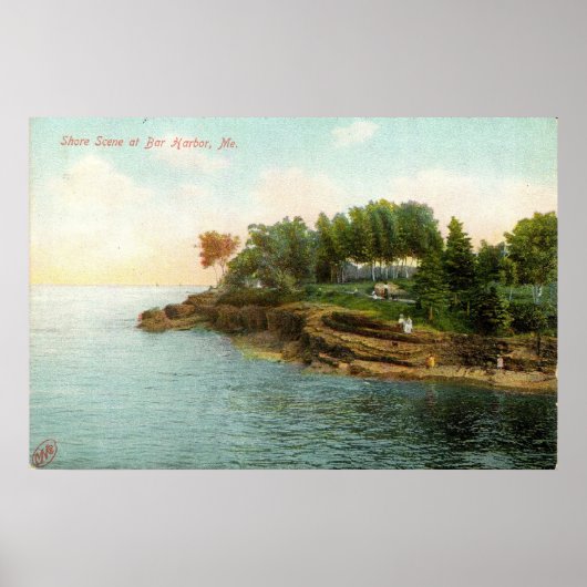 1909 Shore Scene bij Bar Harbour, Maine Poster (Voorkant)