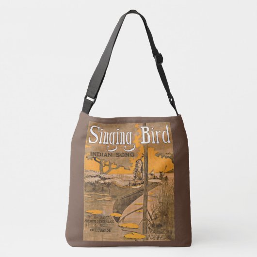 1909 Singing Bird sheet muziekprint Crossbody Tas (Achterkant)